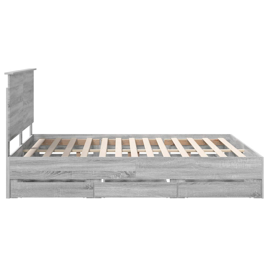 Bedframe met lade Grijs Sonoma 160 x 200 cm Ingenieurshout