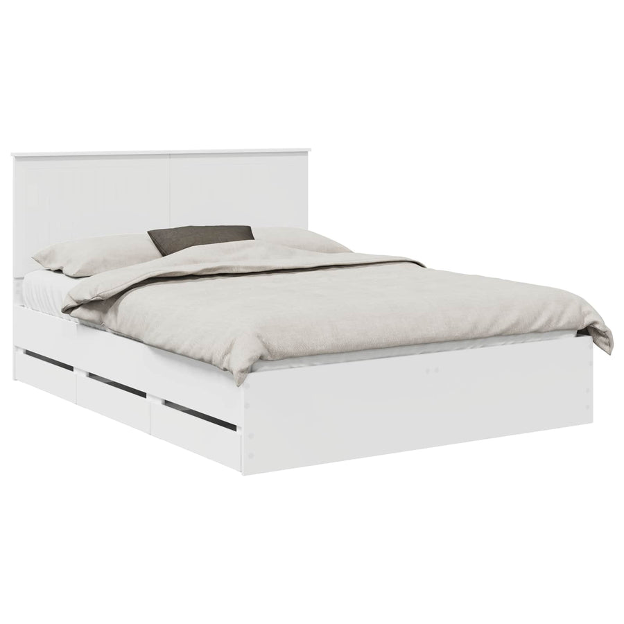 Bedframe Met Lade Met Opslag Ingenieurshout 150 x 200 cm Wit