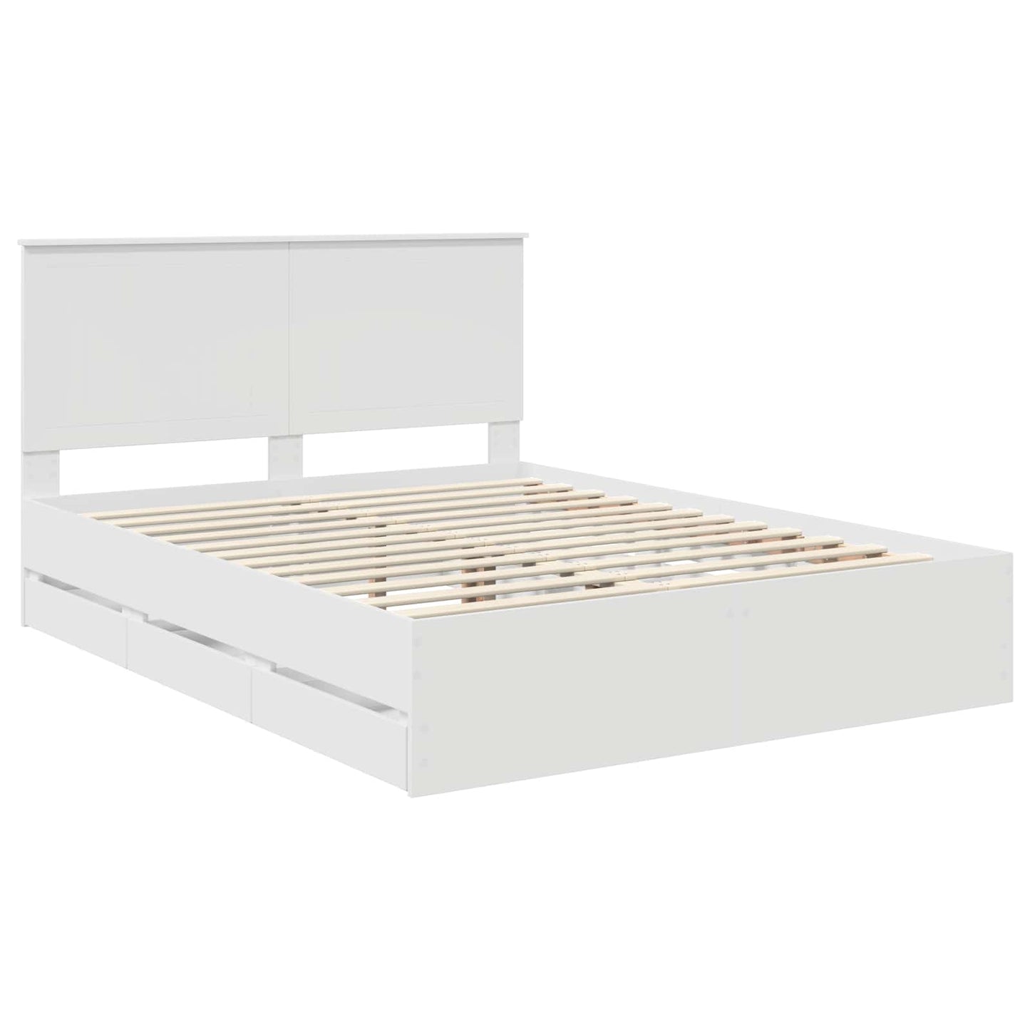 Bedframe Met Lade Met Opslag Ingenieurshout 150 x 200 cm Wit