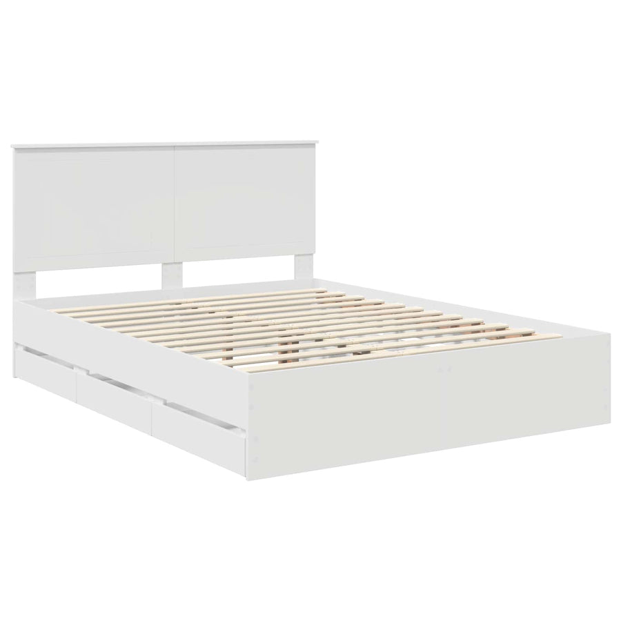 Bedframe Met Lade Met Opslag Ingenieurshout 150 x 200 cm Wit