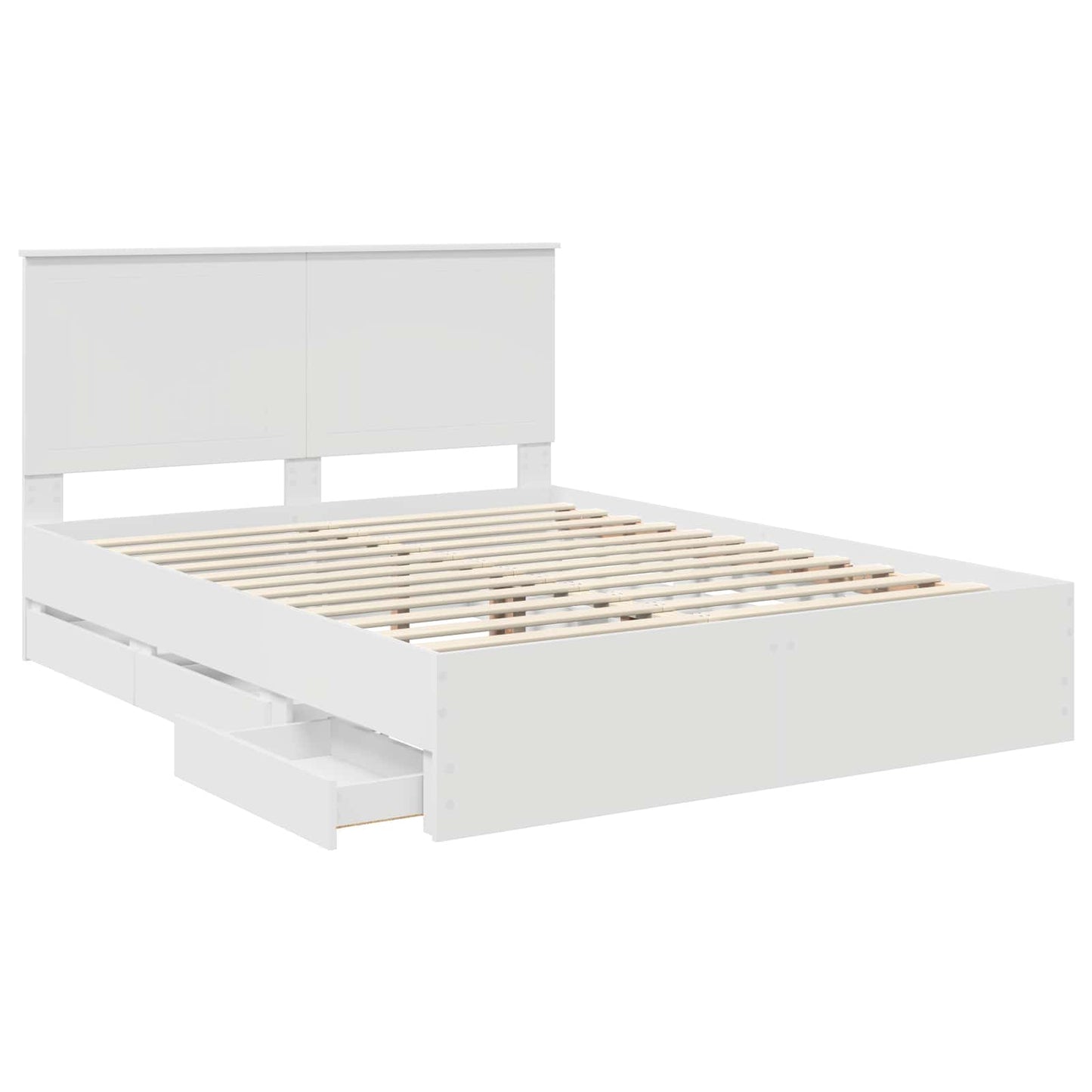 Bedframe Met Lade Met Opslag Ingenieurshout 150 x 200 cm Wit