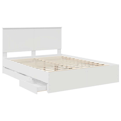 Bedframe Met Lade Met Opslag Ingenieurshout 150 x 200 cm Wit