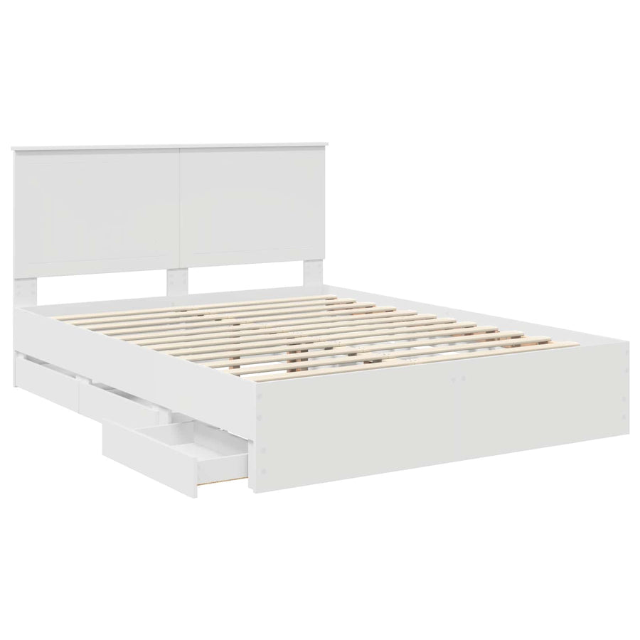 Bedframe Met Lade Met Opslag Ingenieurshout 150 x 200 cm Wit