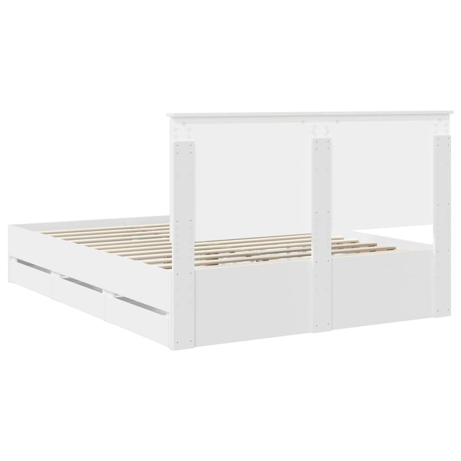 Bedframe Met Lade Met Opslag Ingenieurshout 150 x 200 cm Wit
