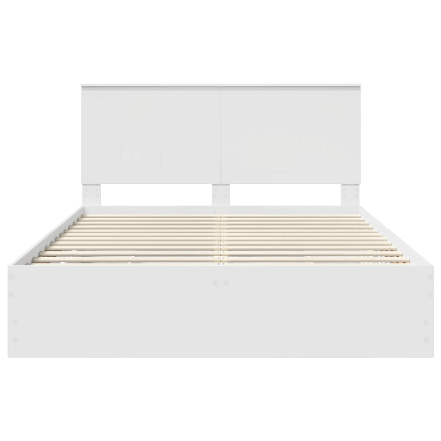 Bedframe Met Lade Met Opslag Ingenieurshout 150 x 200 cm Wit