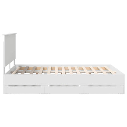 Bedframe Met Lade Met Opslag Ingenieurshout 150 x 200 cm Wit