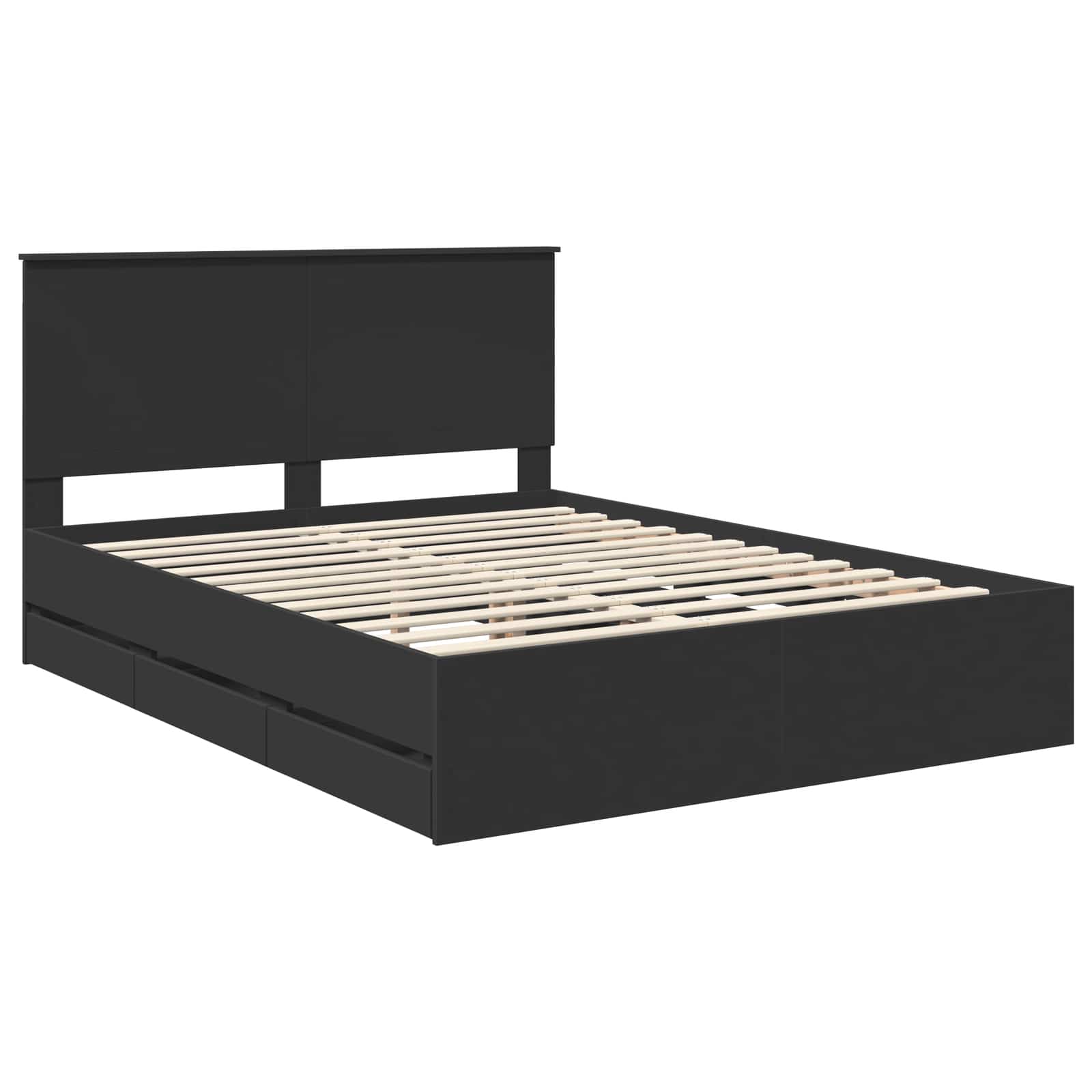 Bedframe Met Lade Met Opslag Ingenieurshout 150 x 200 cm Zwart