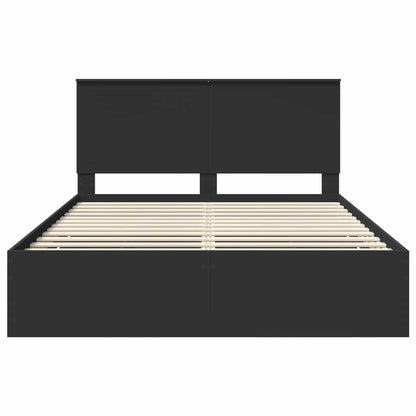 Bedframe Met Lade Met Opslag Ingenieurshout 150 x 200 cm Zwart