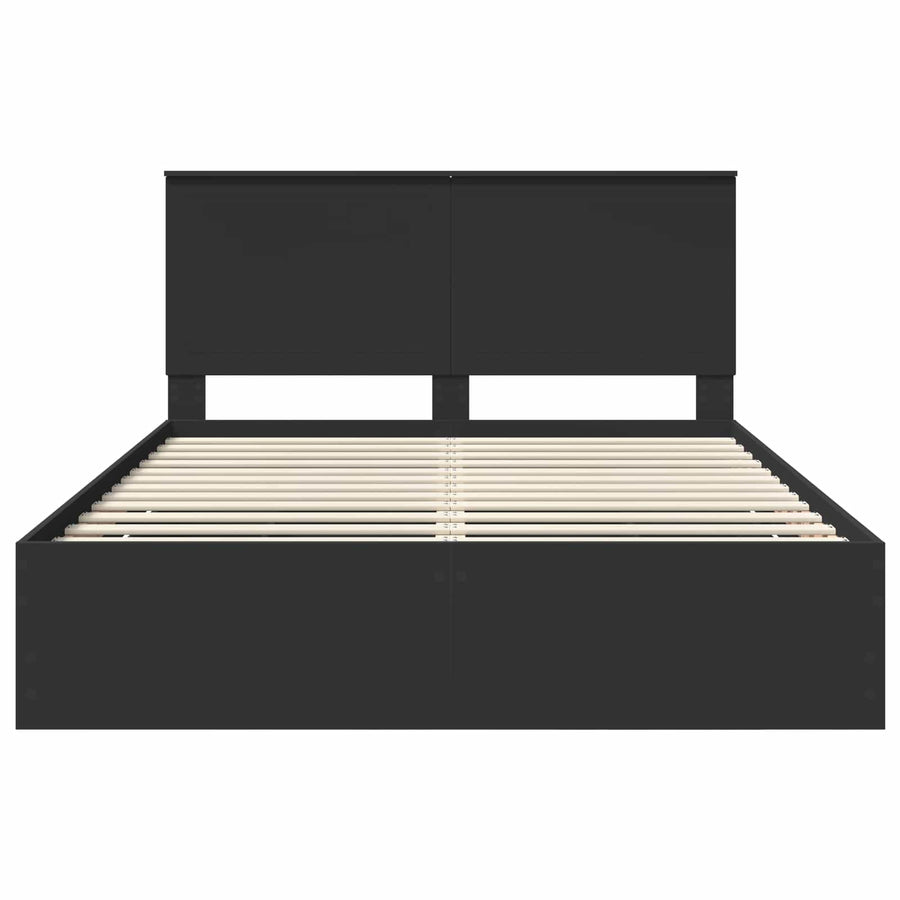Bedframe Met Lade Met Opslag Ingenieurshout 150 x 200 cm Zwart