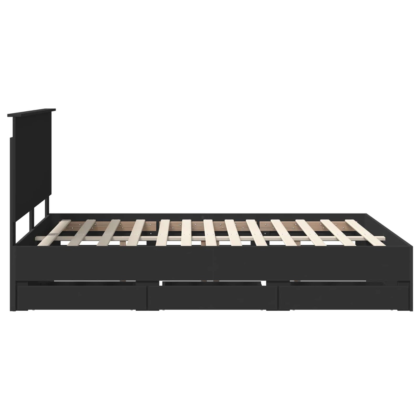 Bedframe Met Lade Met Opslag Ingenieurshout 150 x 200 cm Zwart