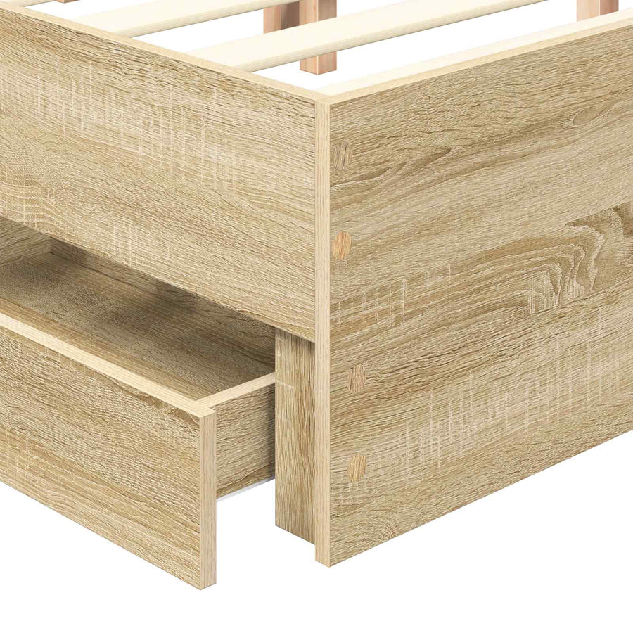 Bedframe Met Lade Ingenieurshout 150 x 200 cm Sonoma eiken
