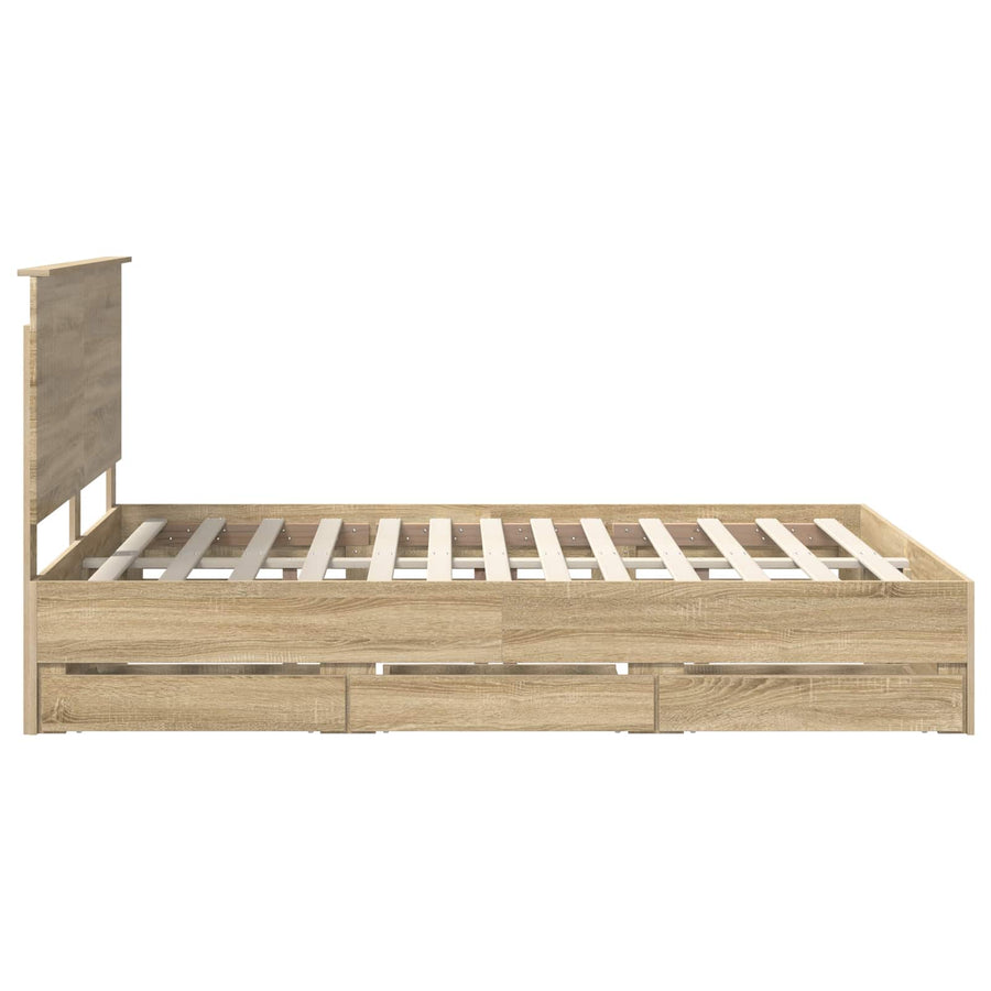 Bedframe Met Lade Ingenieurshout 150 x 200 cm Sonoma eiken