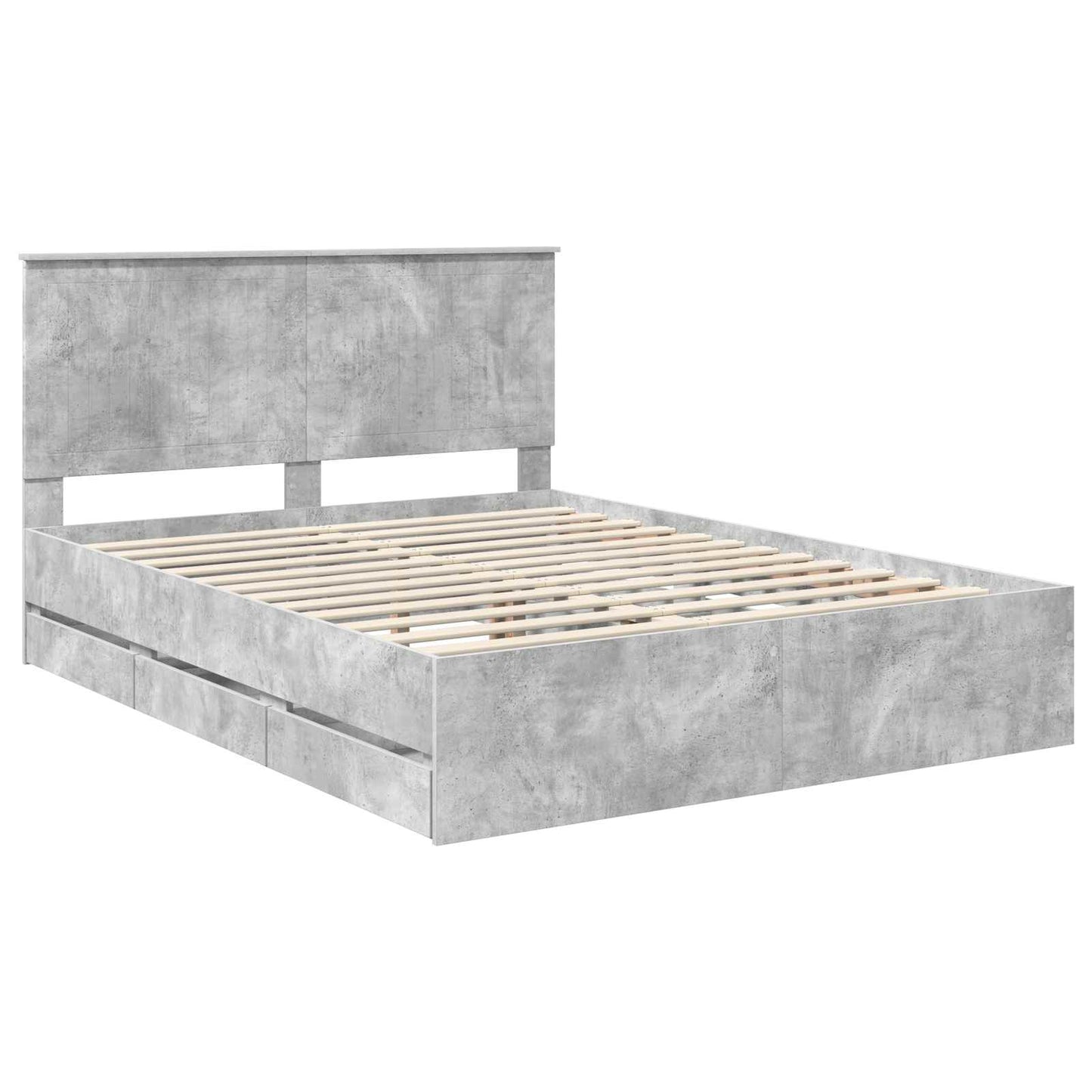 Bedframe Met Lade Beton Grijs Ingenieurshout 150 x 200 cm Betongrijs