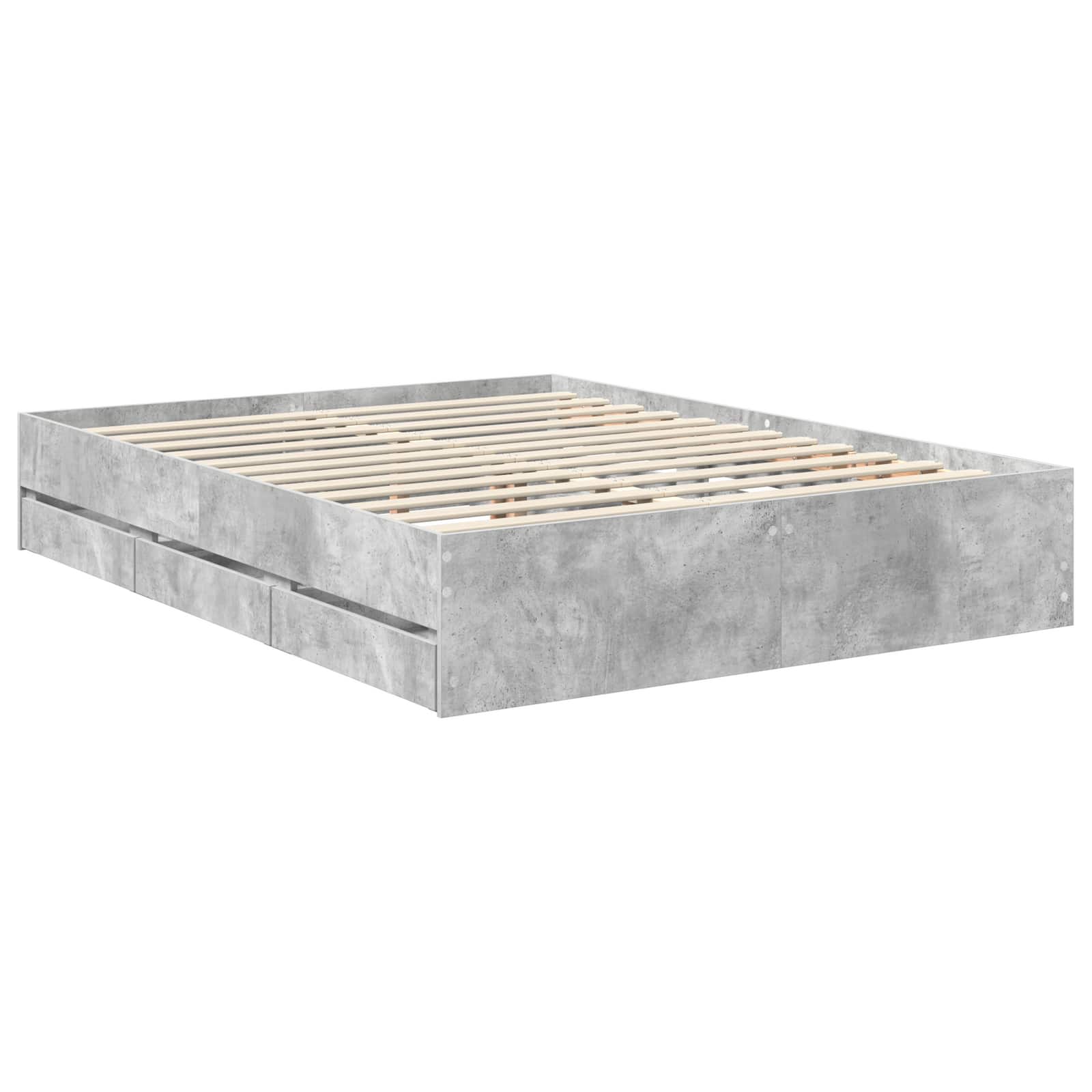 Bedframe Met Lade Beton Grijs Ingenieurshout 150 x 200 cm Betongrijs