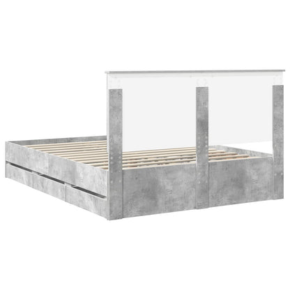 Bedframe Met Lade Beton Grijs Ingenieurshout 150 x 200 cm Betongrijs
