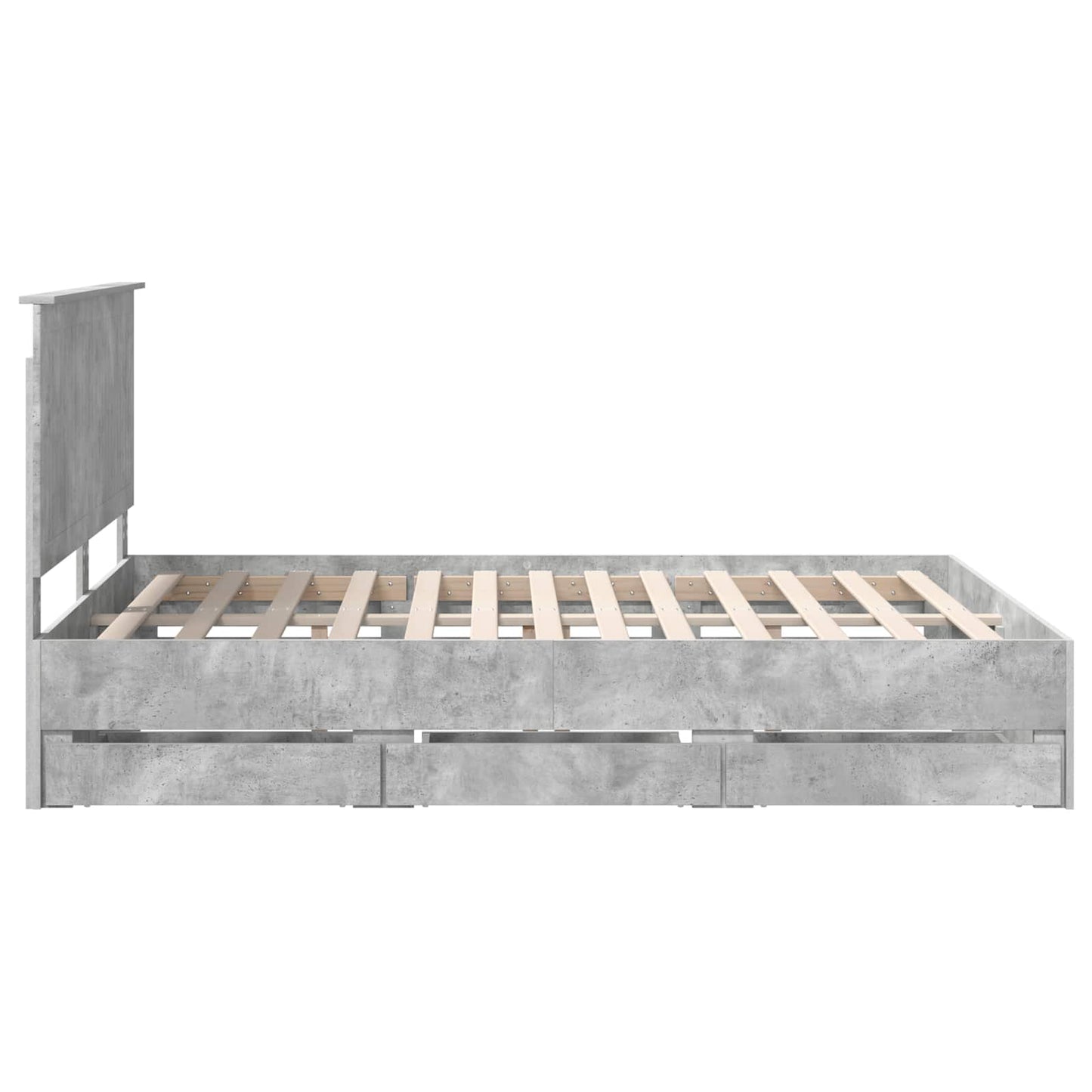 Bedframe Met Lade Beton Grijs Ingenieurshout 150 x 200 cm Betongrijs
