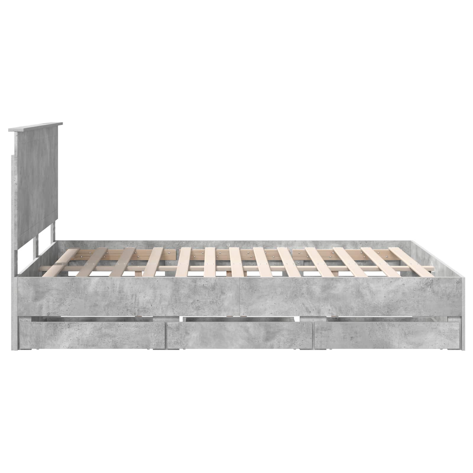 Bedframe Met Lade Beton Grijs Ingenieurshout 150 x 200 cm Betongrijs