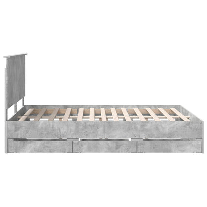 Bedframe Met Lade Beton Grijs Ingenieurshout 150 x 200 cm Betongrijs