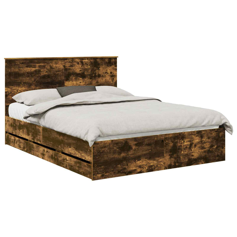 Bedframe met lade Gerookt eiken 150 x 200 cm Ingenieurshout