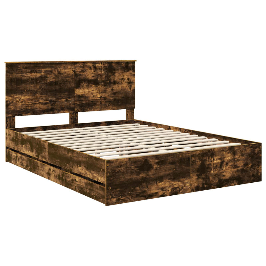 Bedframe met lade Gerookt eiken 150 x 200 cm Ingenieurshout
