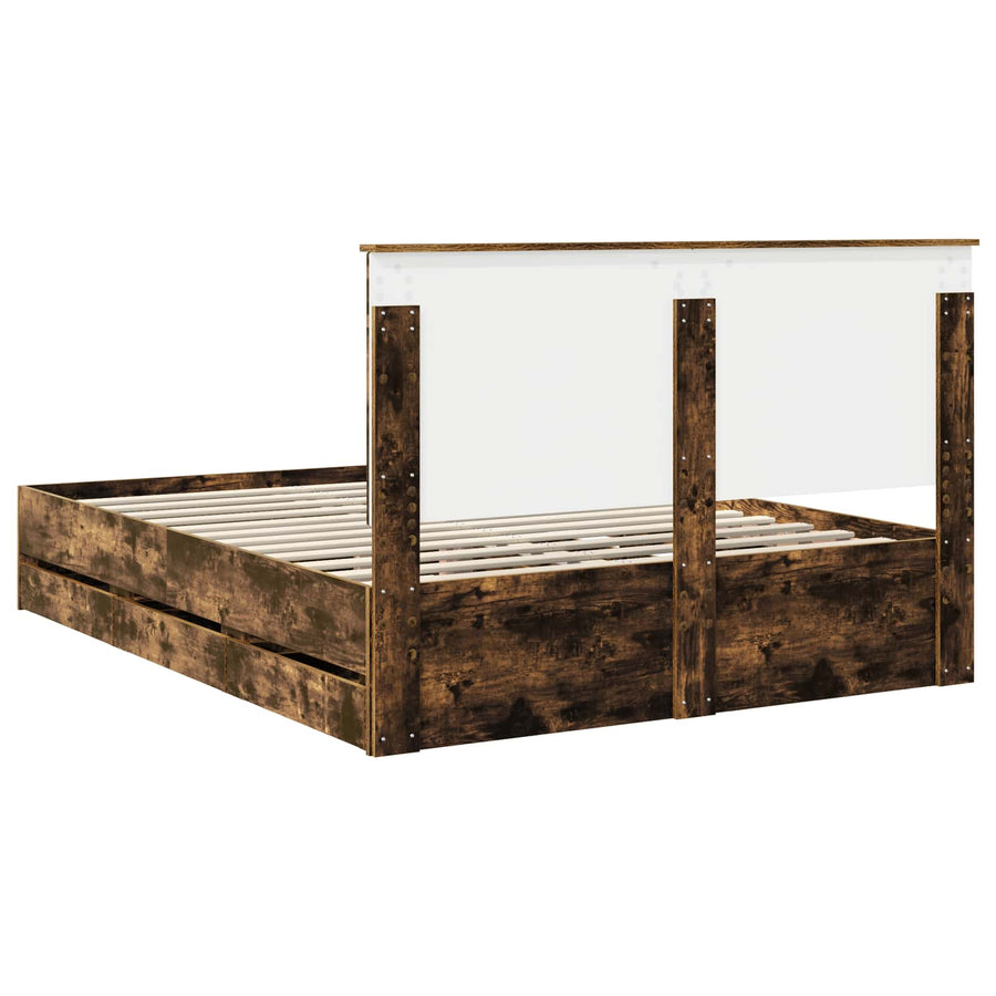 Bedframe met lade Gerookt eiken 150 x 200 cm Ingenieurshout
