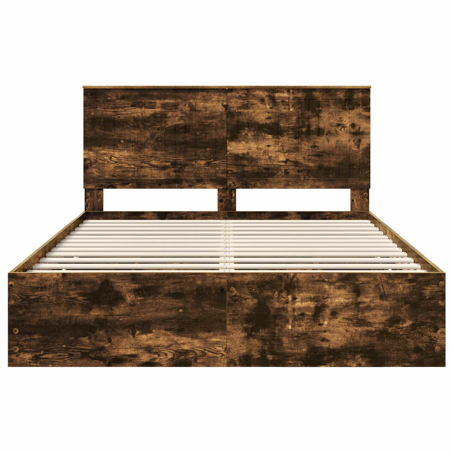 Bedframe met lade Gerookt eiken 150 x 200 cm Ingenieurshout