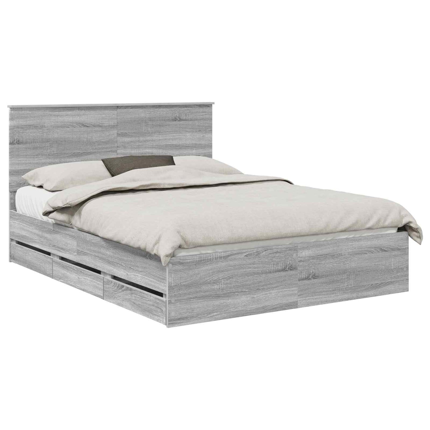 Bedframe Met Lade Ingenieurshout 150 x 200 cm Grijs sonoma
