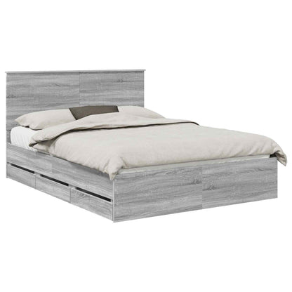 Bedframe Met Lade Ingenieurshout 150 x 200 cm Grijs sonoma