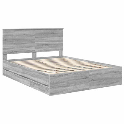 Bedframe Met Lade Ingenieurshout 150 x 200 cm Grijs sonoma