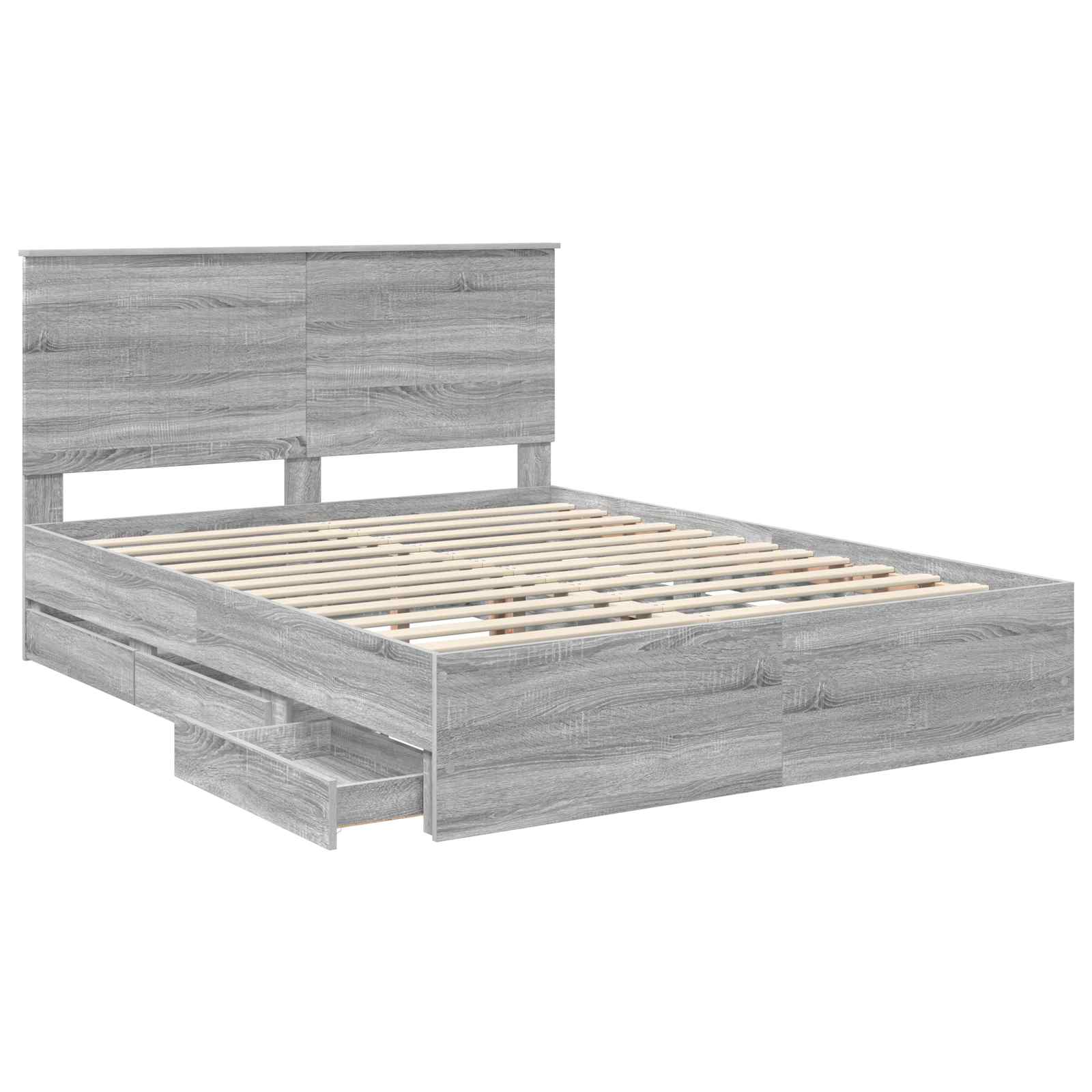 Bedframe Met Lade Ingenieurshout 150 x 200 cm Grijs sonoma