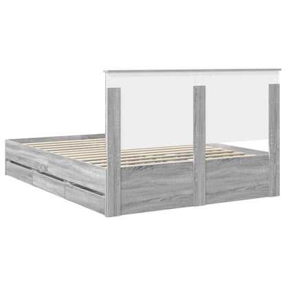 Bedframe Met Lade Ingenieurshout 150 x 200 cm Grijs sonoma