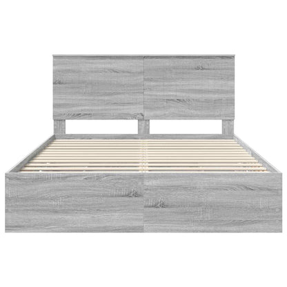 Bedframe Met Lade Ingenieurshout 150 x 200 cm Grijs sonoma