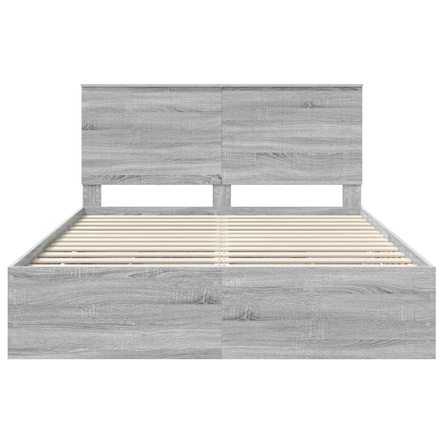 Bedframe Met Lade Ingenieurshout 150 x 200 cm Grijs sonoma