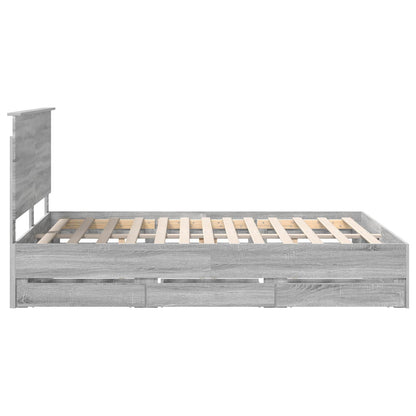 Bedframe Met Lade Ingenieurshout 150 x 200 cm Grijs sonoma