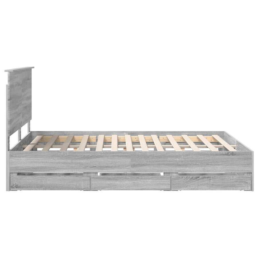 Bedframe Met Lade Ingenieurshout 150 x 200 cm Grijs sonoma