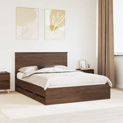 Bedframe met lade 150x200 cm bruin eiken ingenieurshout