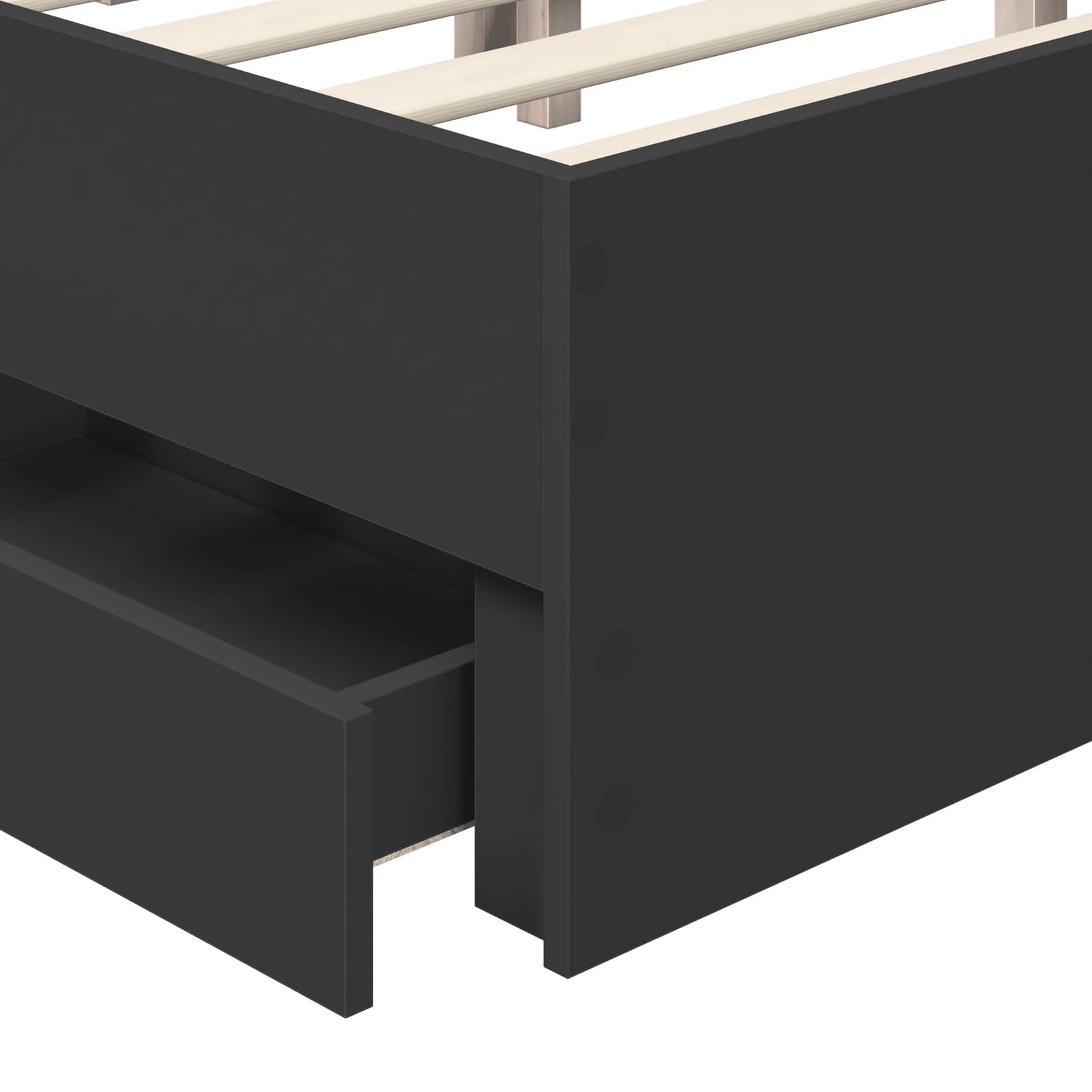 Bedframe Met Lade Met Opslag 140 X 190 Cm Ingenieurshout 140 x 200 cm Zwart