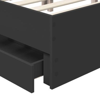 Bedframe Met Lade Met Opslag 140 X 190 Cm Ingenieurshout 140 x 200 cm Zwart