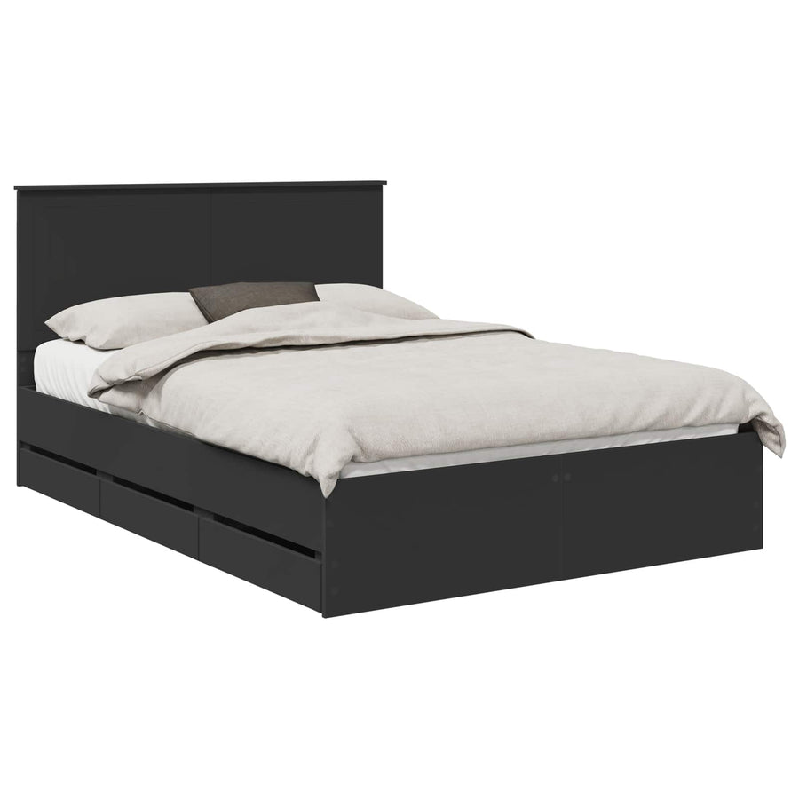 Bedframe Met Lade Met Opslag 140 X 190 Cm Ingenieurshout 140 x 200 cm Zwart