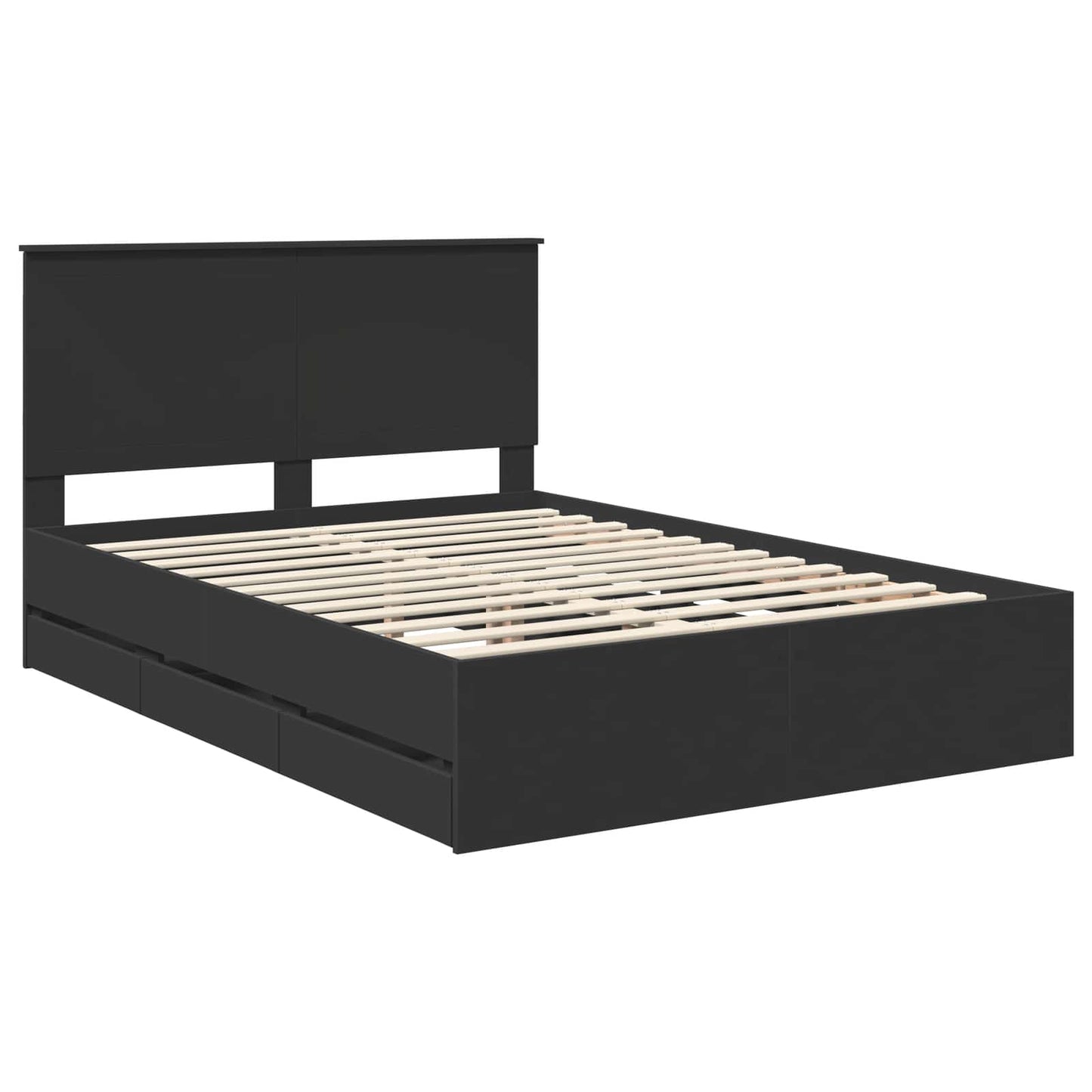 Bedframe Met Lade Met Opslag 140 X 190 Cm Ingenieurshout 140 x 200 cm Zwart
