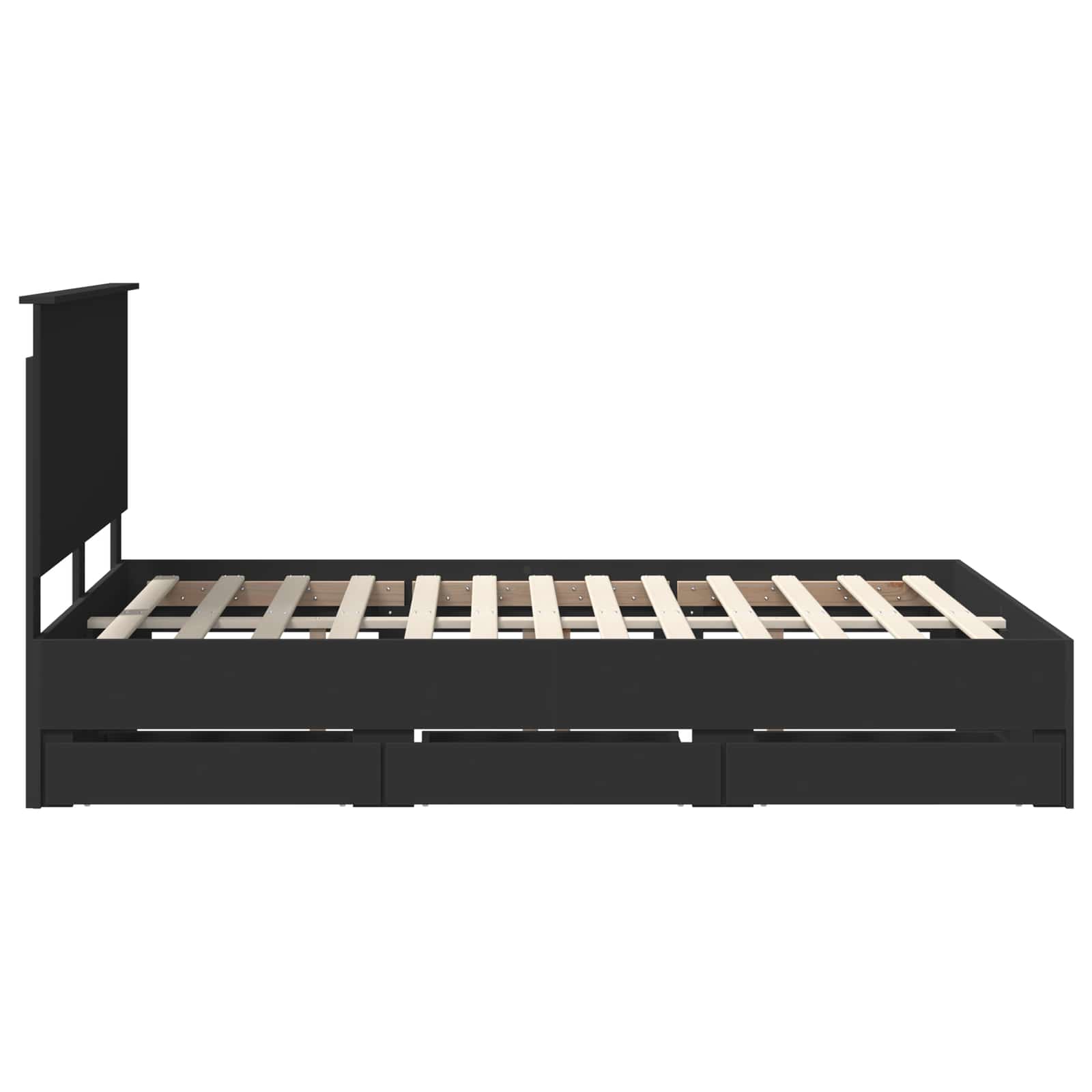 Bedframe Met Lade Met Opslag 140 X 190 Cm Ingenieurshout 140 x 200 cm Zwart