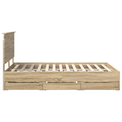 Bedframe Met Lade 140 X 190 Cm Ingenieurshout 140 x 200 cm Sonoma eiken