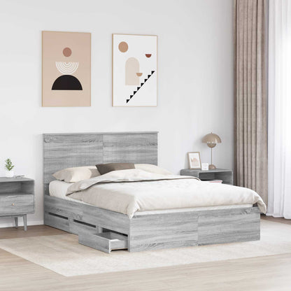 Bedframe Met Lade 140 X 190 Cm Ingenieurshout 140 x 200 cm Grijs sonoma