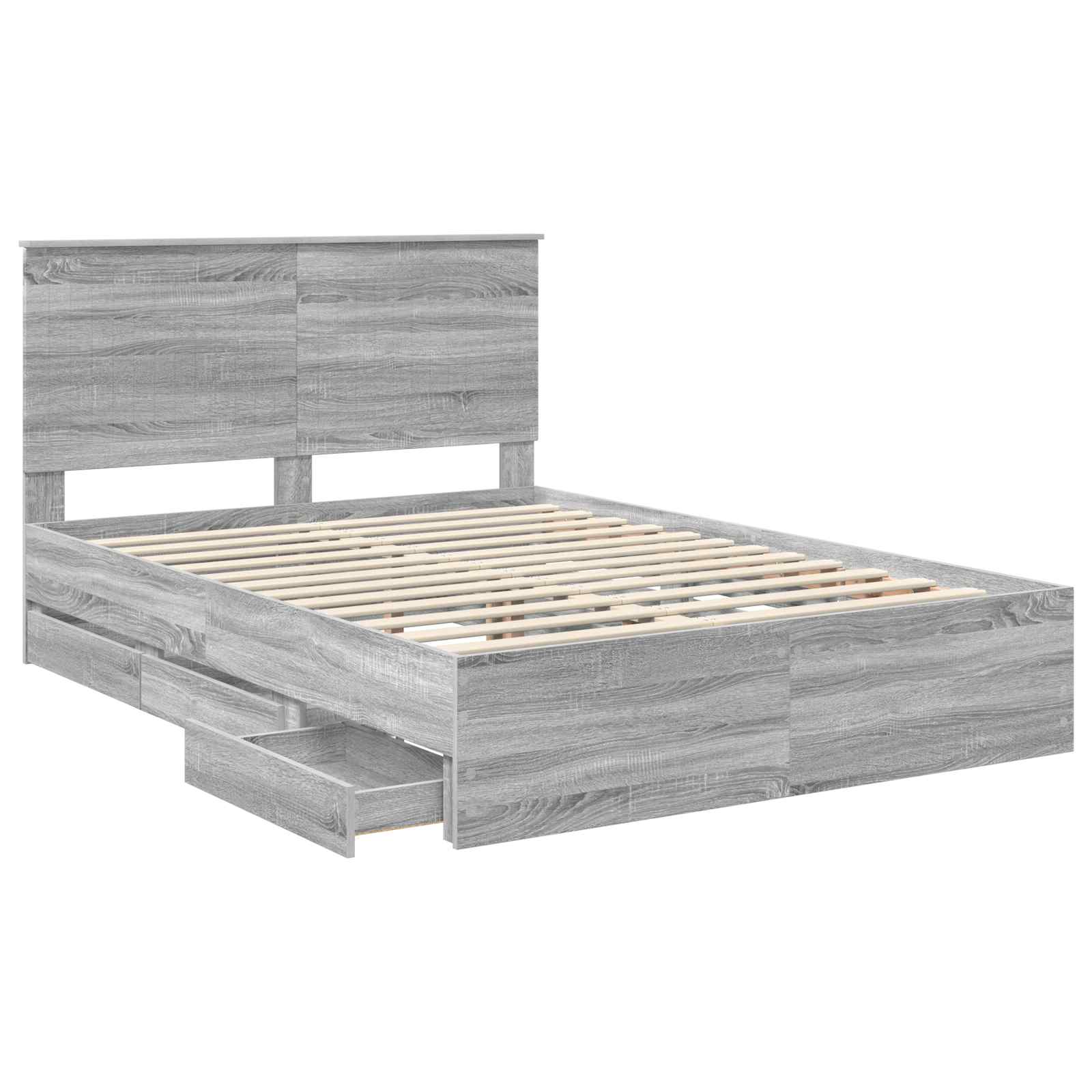 Bedframe Met Lade 140 X 190 Cm Ingenieurshout 140 x 200 cm Grijs sonoma