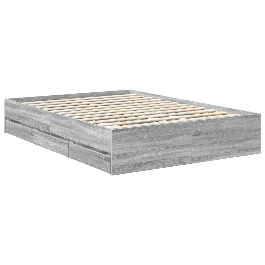 Bedframe Met Lade 140 X 190 Cm Ingenieurshout 140 x 200 cm Grijs sonoma