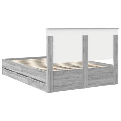 Bedframe Met Lade 140 X 190 Cm Ingenieurshout 140 x 200 cm Grijs sonoma