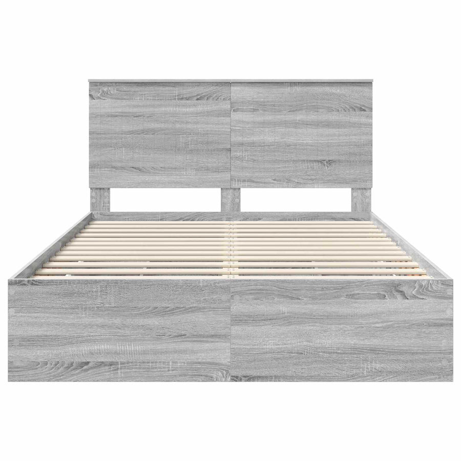Bedframe Met Lade 140 X 190 Cm Ingenieurshout 140 x 200 cm Grijs sonoma