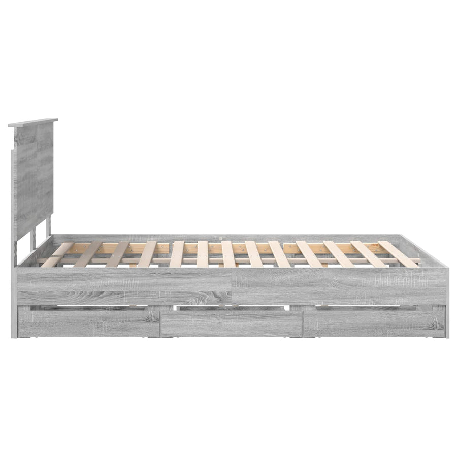 Bedframe Met Lade 140 X 190 Cm Ingenieurshout 140 x 200 cm Grijs sonoma