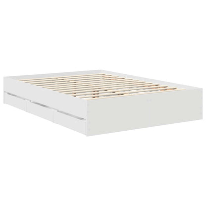 Bedframe Met Lade Met Opslag 140 X 200 Cm Ingenieurshout 140 x 190 cm Wit