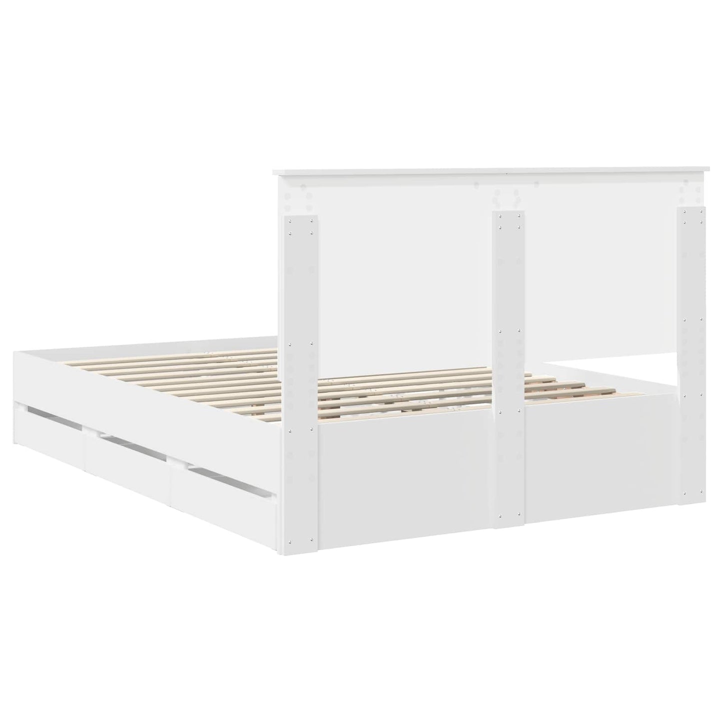 Bedframe Met Lade Met Opslag 140 X 200 Cm Ingenieurshout 140 x 190 cm Wit
